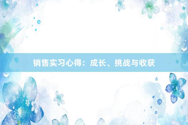 销售实习心得：成长、挑战与收获